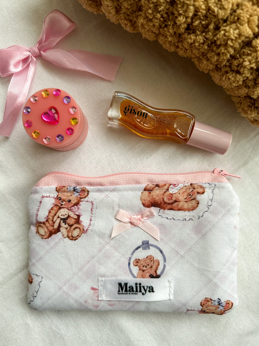 Mini vintage bear pillow pouch 🧸🎀