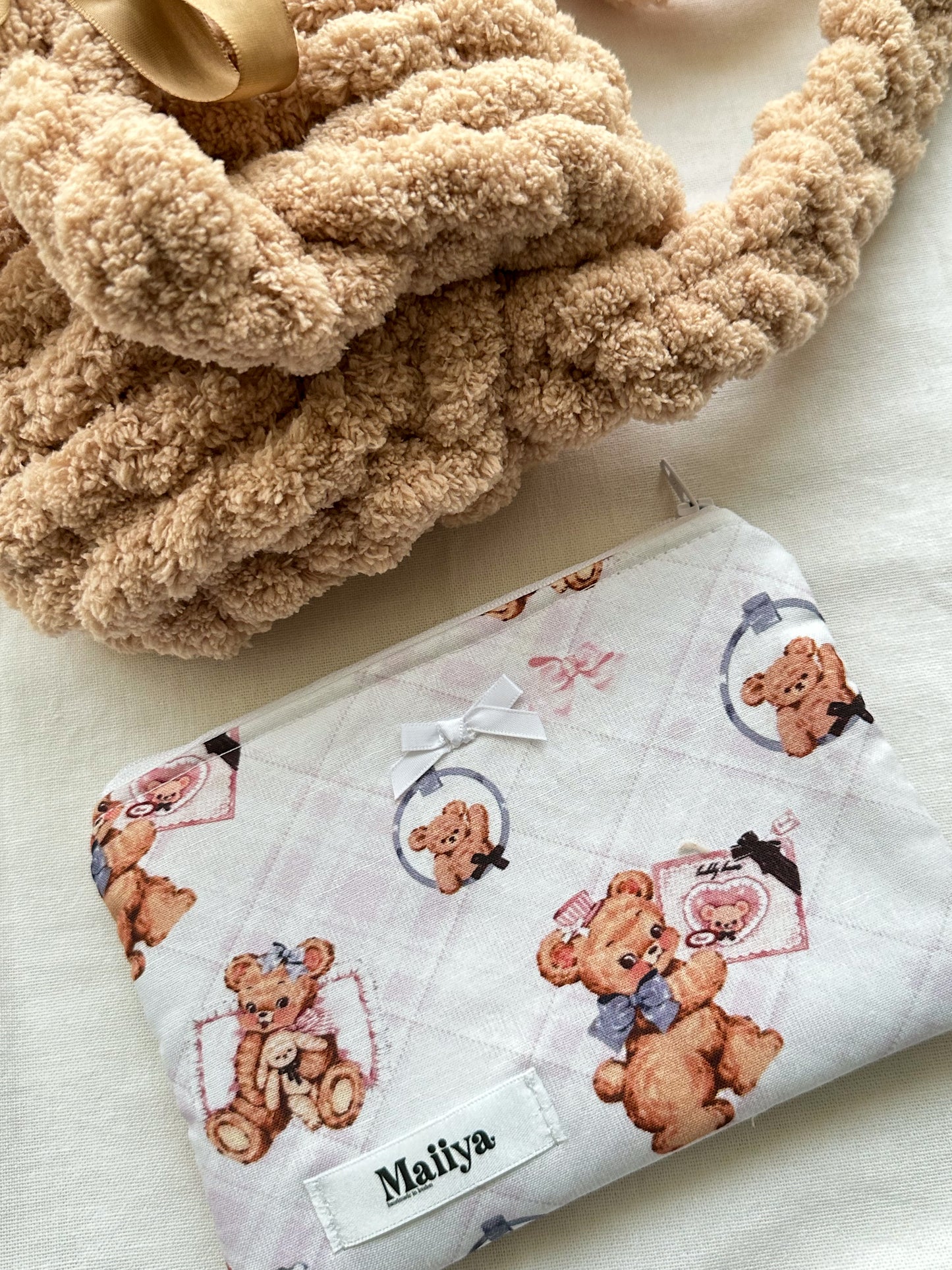 Vintage bear pillow pouch 🧸🎀