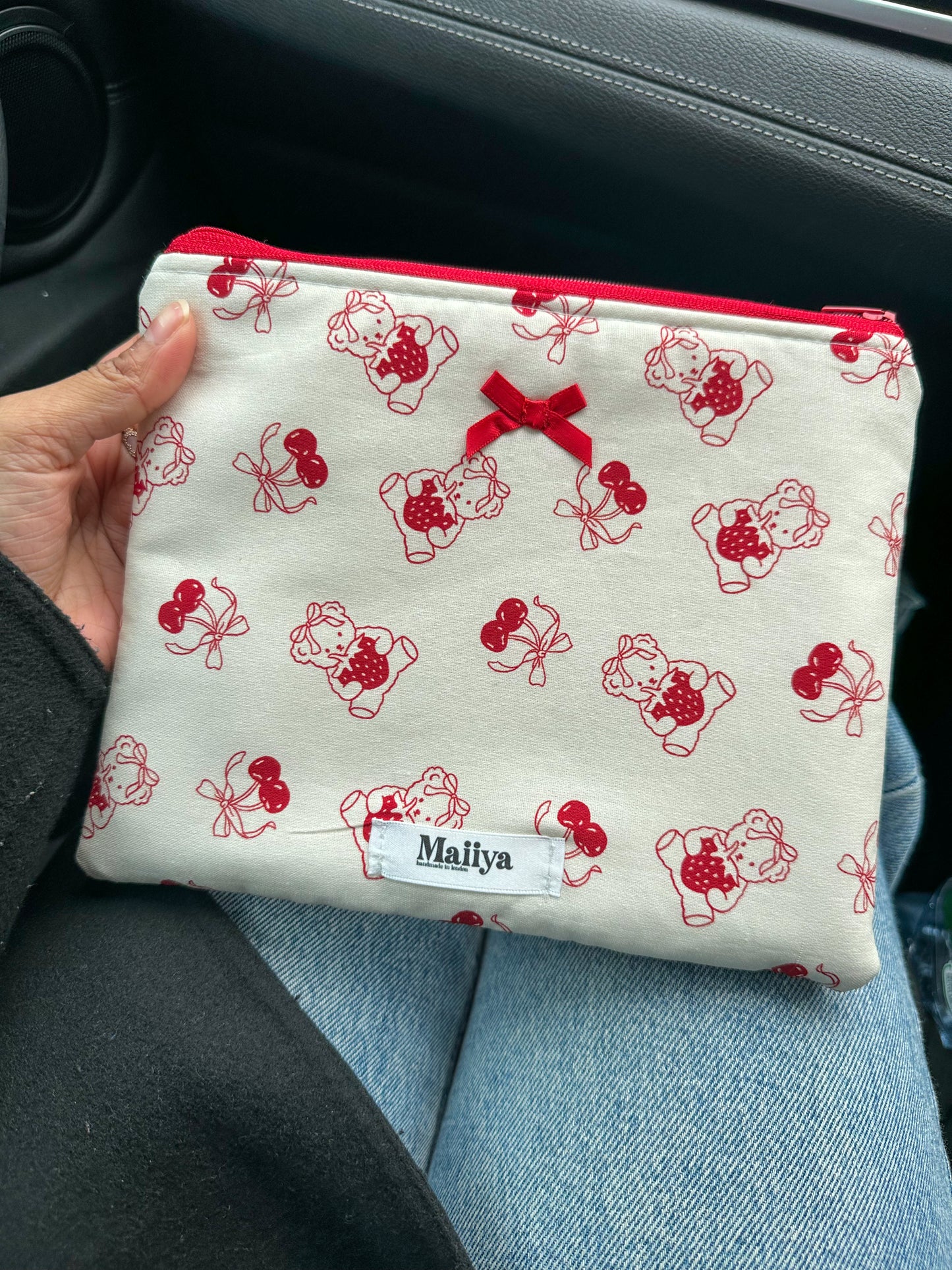 Cherry Beary pillow pouch 🍒