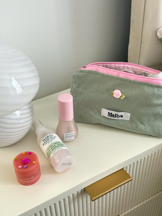 Strawberry Matcha beauty pouch 🍓🍵