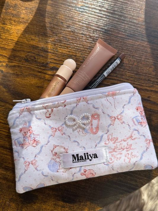 Mini ditsy blue pillow pouch